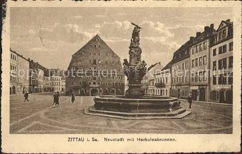 Zittau Neustadt mit Herkulesbrunnen Kat. Zittau