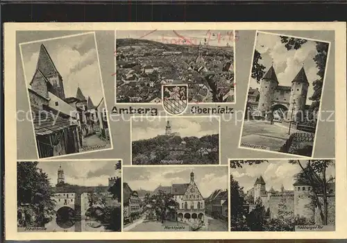 Amberg Oberpfalz Jesuitenfahrt Total Nabburger Tor Stadtmauer Marktplatz Stadtbrille Wassertorbau  Kat. Amberg