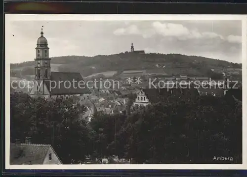Amberg Oberpfalz Stadtbild mit Basilika St Martin Mariahilfberg Wallfahrtskirche Kat. Amberg