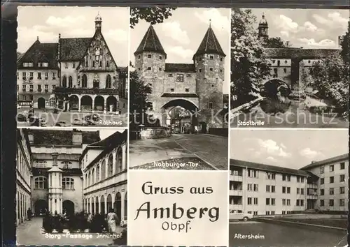 Amberg Oberpfalz Rathaus Nabburger Tor Stadtbrille Wassertorbau Altersheim Passage Kat. Amberg