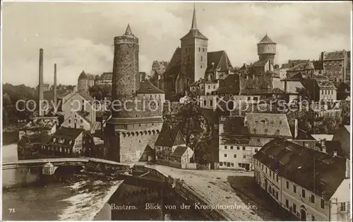 Bautzen Blick von der Kronprinzenbruecke Kat. Bautzen