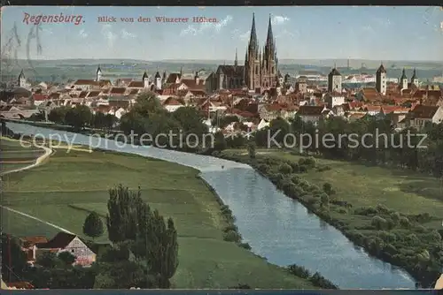 Regensburg Blick von den Winzerer Hoehen Kat. Regensburg