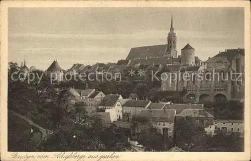 Bautzen vom Schiessberg aus gesehen Nicolai Ruine Kirche Serie Deutsche Heimatbilder Kupfertiefdruck Kat. Bautzen