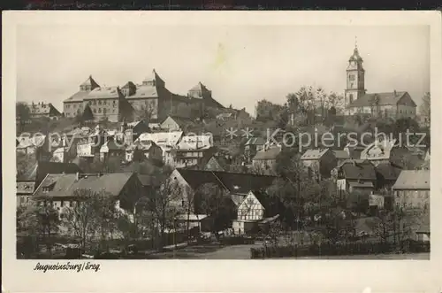 Augustusburg Ortsansicht mit Schloss und Kirche Kat. Augustusburg