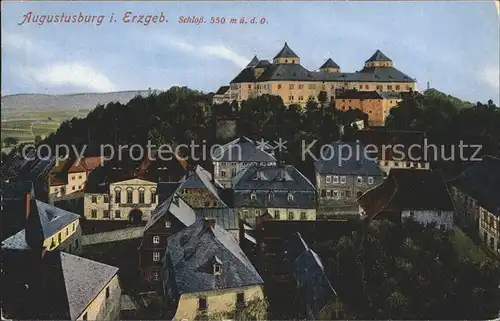 Augustusburg Ortsansicht mit Schloss Kat. Augustusburg