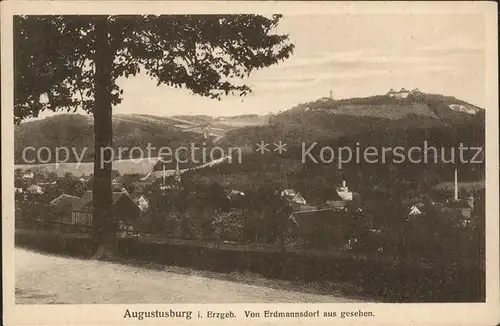 Augustusburg von Erdmannsdorf aus gesehen Ausflugsort Kunnerstein Kat. Augustusburg