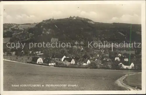 Erdmannsdorf Augustusburg Gesamtansicht mit Blick zum Schloss Kat. Augustusburg