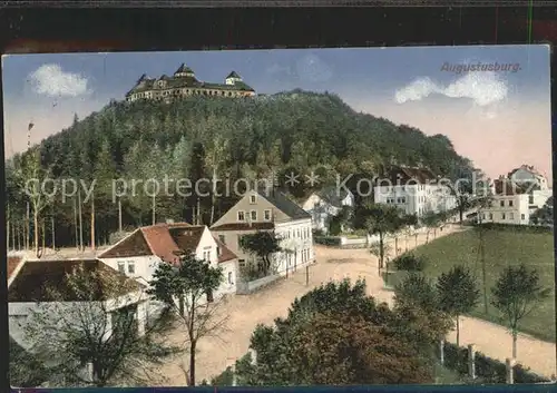 Augustusburg Ortsansicht mit Schloss Kat. Augustusburg
