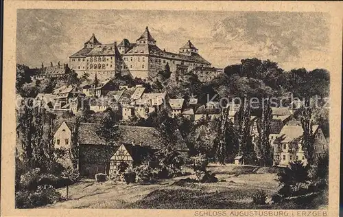 Augustusburg Ortsansicht mit Schloss Kat. Augustusburg