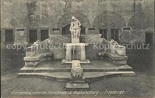 Augustusburg Maerchenbrunnen im Schlosshof Skulptur Kat. Augustusburg