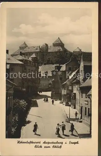 Augustusburg Ortspartie mit Blick zum Schloss Hoehenluftkurort Kat. Augustusburg