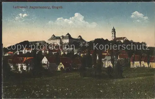 Augustusburg Ortsansicht mit Schloss und Kirche Kat. Augustusburg