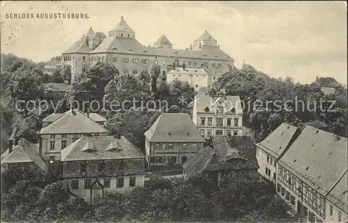 Augustusburg Ortspartie mit Schloss Kat. Augustusburg