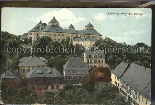 Augustusburg Ortsansicht mit Schloss Kat. Augustusburg