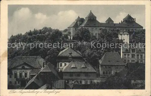 Augustusburg Ortsansicht mit Schloss Kat. Augustusburg