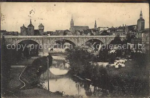 Bautzen Kronprinzenbruecke Spree Altstadt Alte Wasserkunst Turm Kirche Kat. Bautzen