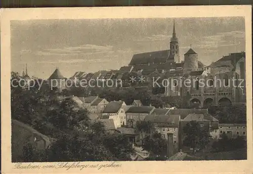 Bautzen vom Schiessberge aus gesehen Altstadt Nikolairuine Kirche Kupfertiefdruck Serie Deutsche Heimatbilder Kat. Bautzen