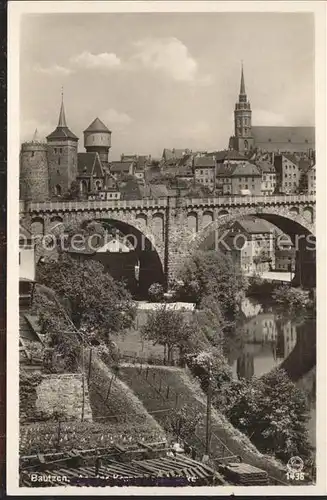 Bautzen Kronprinzenbruecke Spree Alte Wasserkunst Michaeliskirche Wasserturm Petridom Kat. Bautzen