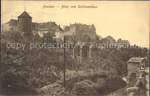 Bautzen Blick vom Schuetzenhaus Turm Nikolairuine Kat. Bautzen