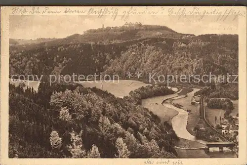 Augustusburg Panorama mit Kunnerstein und Zschopau Blick zum Schloss Kat. Augustusburg