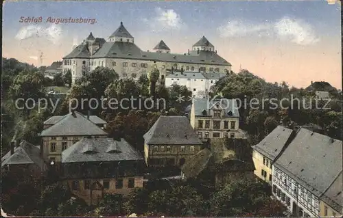 Augustusburg Ortspartie mit Schloss Kat. Augustusburg