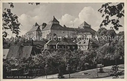 Augustusburg Teilansicht Kurort und Schloss Kat. Augustusburg