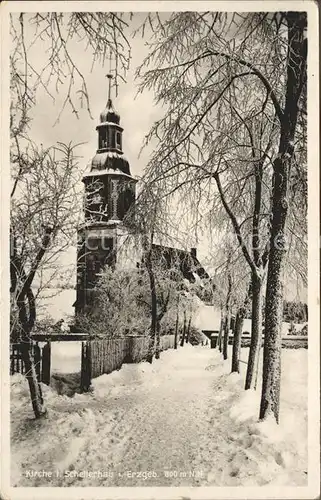 Schellerhau Kirche im Winter Kat. Altenberg