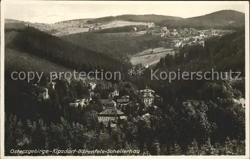 Schellerhau Blick auf Kipsdorf und Baerenfels Kat. Altenberg