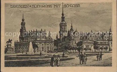 Dresden Hofkirche mit Schloss Kat. Dresden Elbe