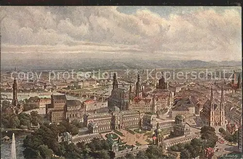 Dresden Fliegeraufnahme Zwinger und Umgebung Kat. Dresden Elbe