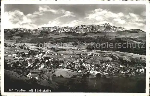 Teufen AR Panorama mit Saentiskette Appenzeller Alpen Kat. Teufen