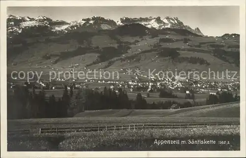 Appenzell IR Panorama mit Saentiskette Appenzeller Alpen Kat. Appenzell