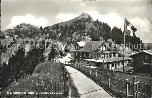 Rigi Kaltbad Rigi Staffelhoehe Hotel Pension Edelweiss Schweizer Flagge Kat. Rigi Kaltbad