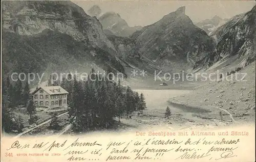 Seealpsee Gasthaus mit Altmann Saentis Appenzeller Alpen Kat. Schwende