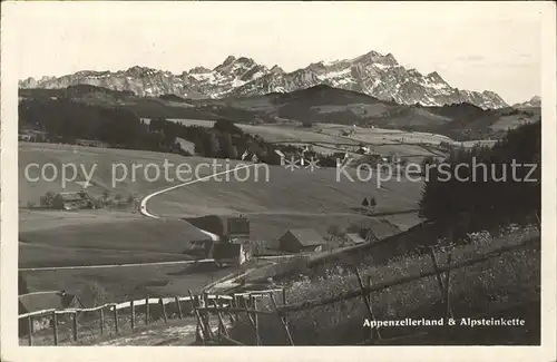 Appenzell IR Panorama Appenzellerland und Alpsteinkette Kat. Appenzell