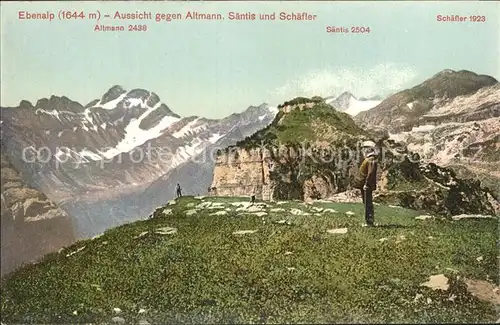 Ebenalp Aussicht gegen Altmann Saentis Schaefler Appenzeller Alpen Kat. Ebenalp