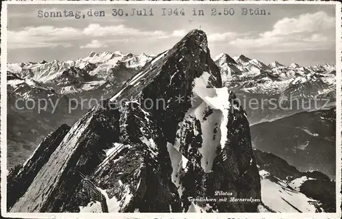 Pilatus Tomlishorn mit Berner Alpen Gebirgspanorama Kat. Pilatus