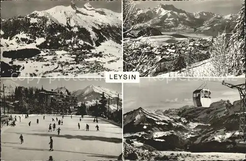 Leysin Panorama Dents du Midi Eislaufbahn Kabinenbahn Wintersportplatz Kat. Leysin