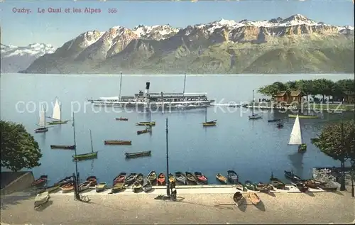 Ouchy Le Quai Lac Leman et les Alpes Bateau Kat. Lausanne