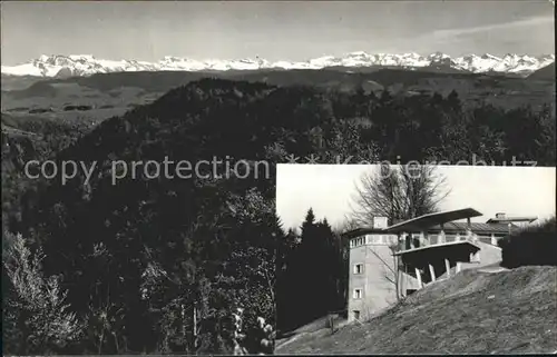 Albishorn Bergrestaurant Blick auf Glarner Alpen Kat. Albishorn