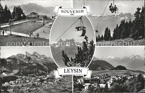 Leysin Schwimmbad Bergbahn Alpenpanorama Kat. Leysin