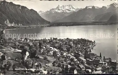 Montreux VD Panorama Genfersee Dents du Midi Kat. Montreux