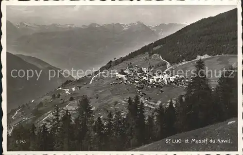 St Luc Panorama Massif du Rawil Alpen Kat. St Luc