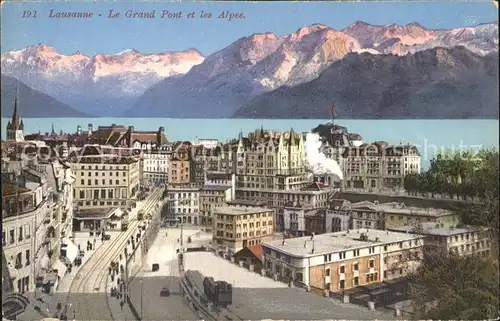 Lausanne VD Le Grand Pont Lac Leman Alpes Genfersee Alpen Kat. Lausanne