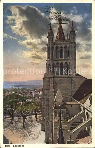 Lausanne VD Cathedrale Bonne Annee Neujahrskarte Kat. Lausanne