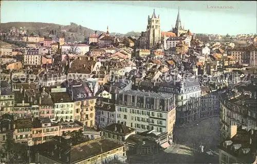 Lausanne VD Stadtbild mit Kathedrale Kat. Lausanne