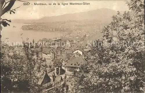 Montreux VD vu de la ligne Montreux Glion Lac Leman Genfersee Kat. Montreux
