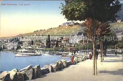 Montreux VD Les Quais Lac Leman Promenade Genfersee Dampfer Kat. Montreux