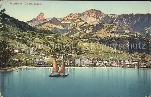 Montreux VD Glion Rogers de Naye Lac Leman Genfersee Segelboot Kat. Montreux