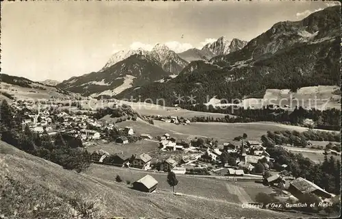 Chateau d Oex Panorama mit Gumfluh und Rubli Alpen Kat. Chateau d Oex